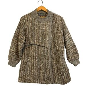 Tundra Canada 80's Wool Blend Striped Asymmetrical Button Cardigan Sweater Women